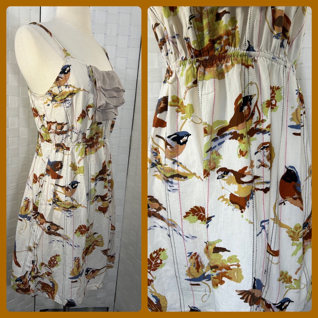 Anthropologie Elodie Bird Print Slip Dress Size 4